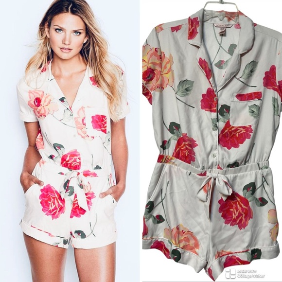 Victoria's Secret satin Floral romper - Picture 1 of 5